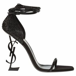 Saint Laurent YSL Black Crystal Embellished Opyum 110 Heeled Sandals